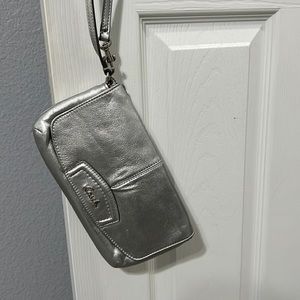 Silver Coach Wristlet